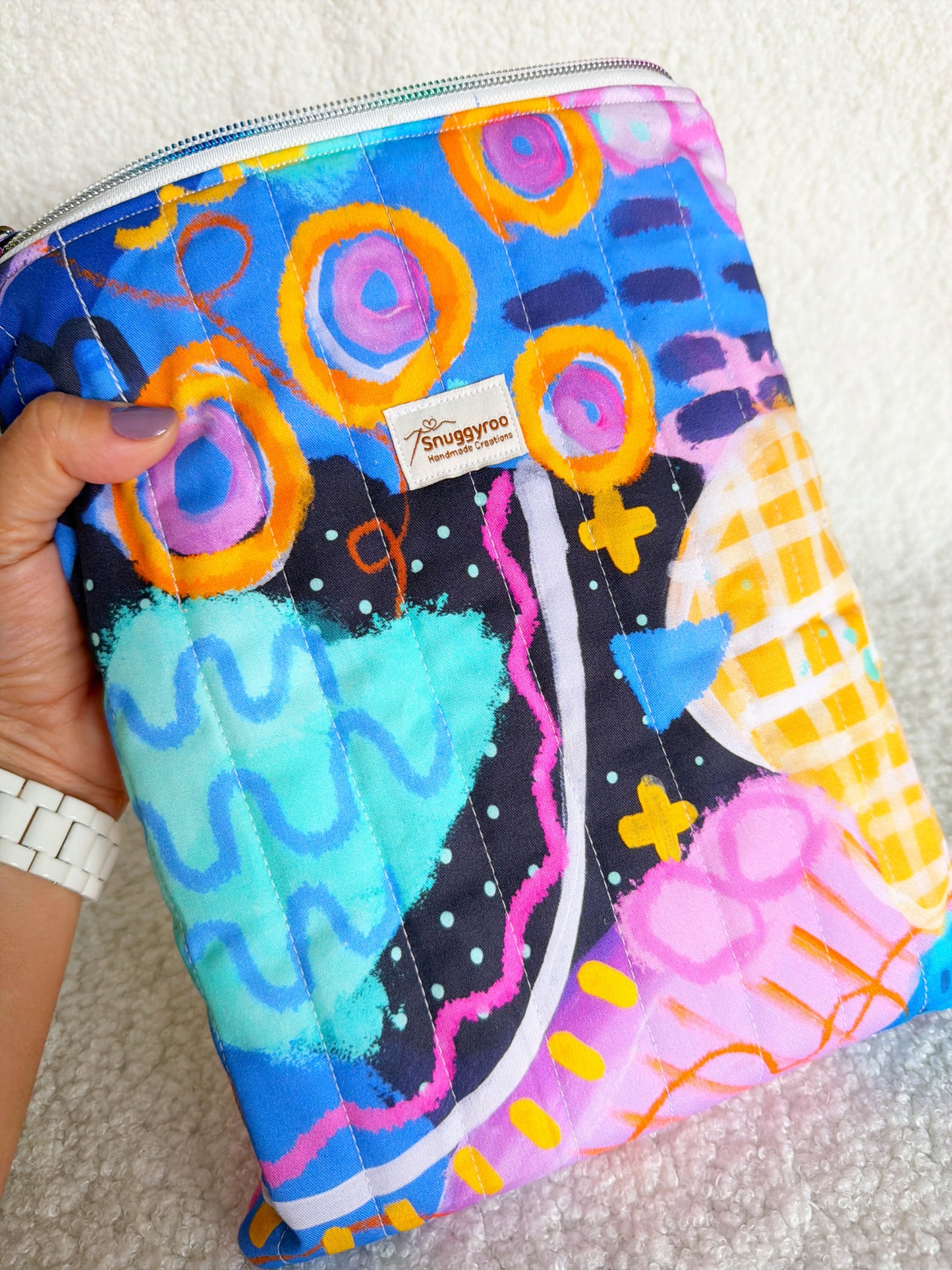 Book Sleeve – Blue Happy (Large)