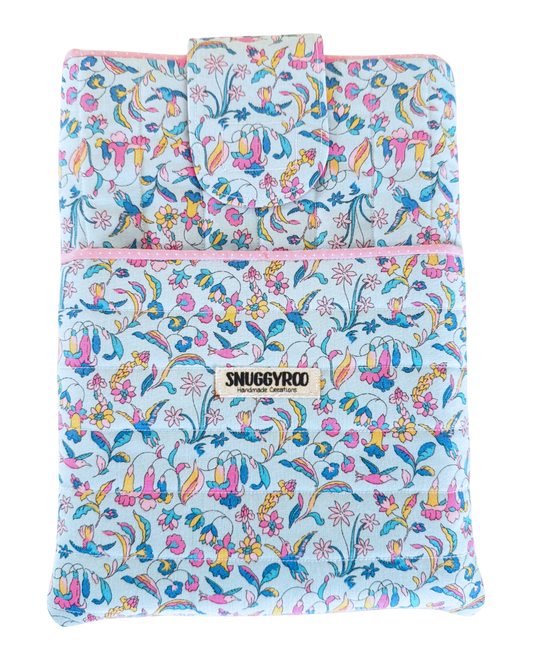 Book Sleeve – Light Blue Floral (Large)