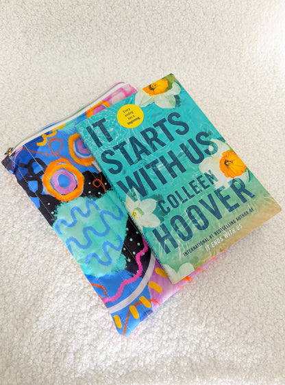 Book Sleeve – Blue Happy (Large)